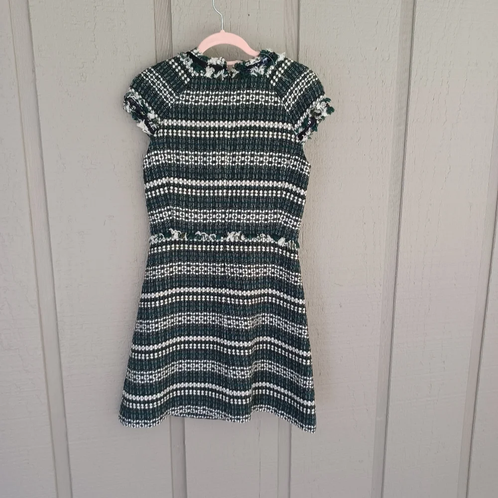 Tory Burch Norfolk Tweed Mini Dress Size 4 Women Preppy Feminine Cap Sleeve